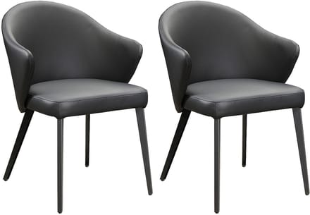 Vente-unique Set van 2 Stoel met armleuningen van leer en staal - Zwart - MIBELLY van Maison Céphy