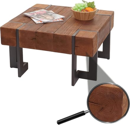 Salontafel 70x70 cm massief dennenhout en metaal industriële look