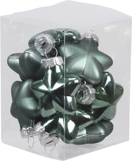 Othmar Decorations Kerstornamenten - sterren - 12x st - emerald groen - 4 cm - glas - kerstversiering