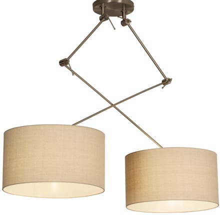 Lumidora Hanglamp 31354 - AMBERRR - 2 Lichts - E27 - Beige - Staalgrijs - Zand - Metaal