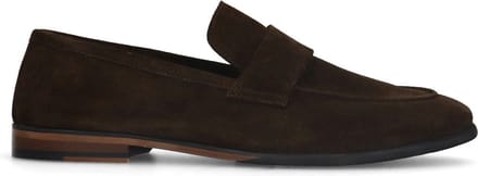 Manfield - Heren - Bruine suède loafers - Maat 43