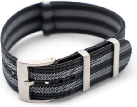 Watch Mates - Premium NATO Strap - Nylon - Zwart & Grijs - 20 mm - James Bond - Gratis Tool & Pushpins