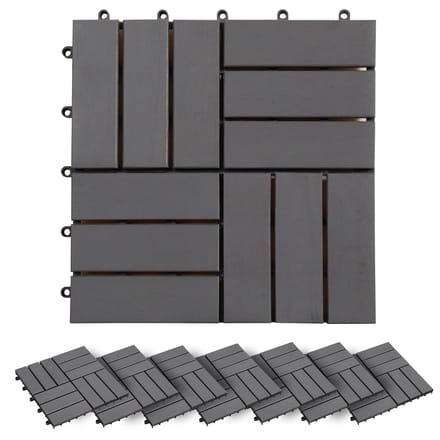 vidaXL - Terras - Tegel - 30 - st - Grijs - 30 - x - 30 - cm - Acaciahout