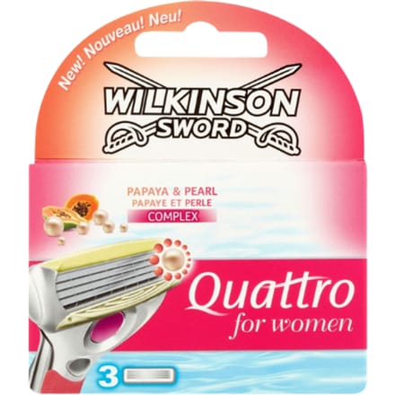 Wilkinson Sword Quattro Vrouwen Scheermesjes Papaja & Perzik - 3 stuks