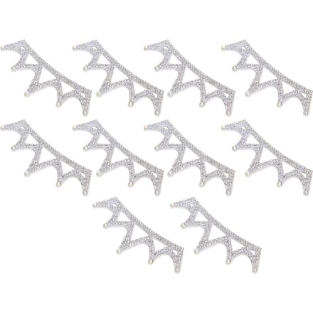 10 STKS Strass Stoffen Appliqué Kroonvormige Patches Kledingaccessoires 10x3.7cm Wit Driehoekig 10*3.7cm