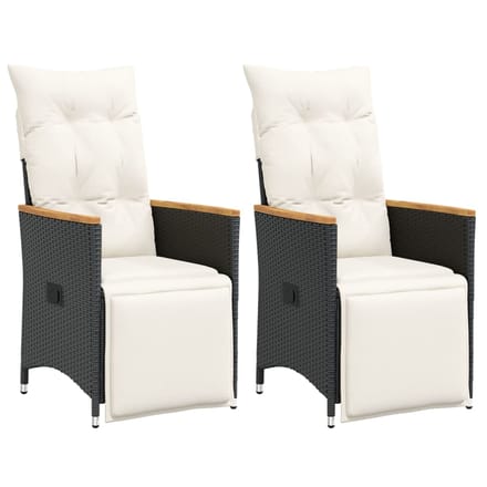 vidaXL - Tuinstoelen - 2 - st - verstelbaar - met - kussens - poly - rattan - zwart