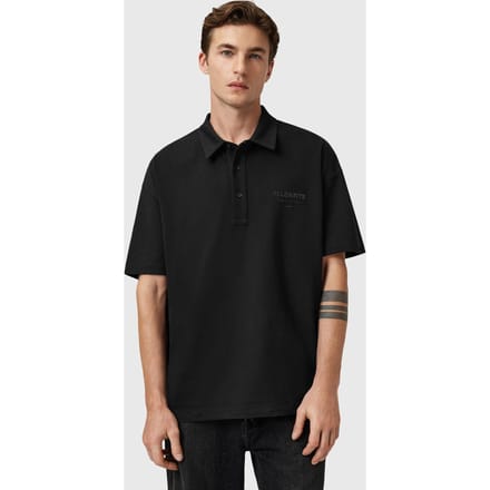 AllSaints Xander Ss Polo Jet Black Größe: M | Poloshirts Outlet | Herren | Schwarz