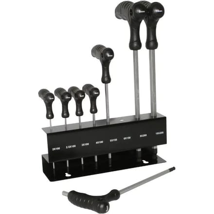 Set van 8 stuks inbussleutels t + kogelkop P2R