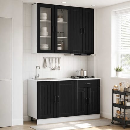 vidaXL - Keukenblok - LUCCA - 4 - st - Zwart - Bewerkt - hout