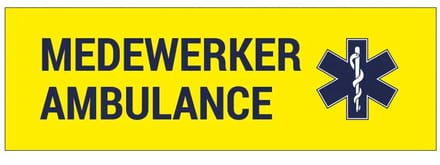 Medewerker ambulance autosticker binnenzijde raam | 21 x 7 cm