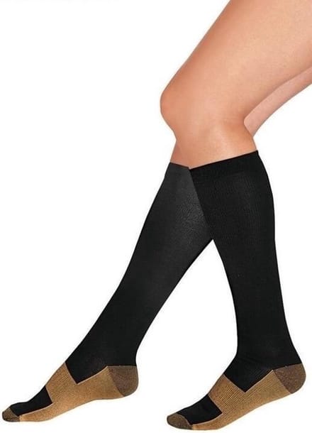 New Age Devi - Sokken met compressie - Zwart/bruin - S/M - Maat 36-41 - 3 paar sokken