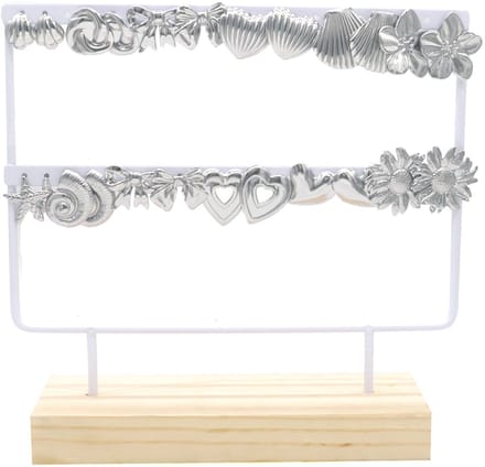 RVS Oorbellen Display Set - 12 Paar - Zilver