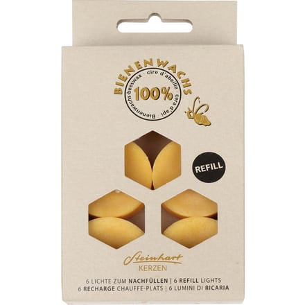 Theelichtjes van 100% bijenwas, 6‑pack - Zonder aluminium cupje