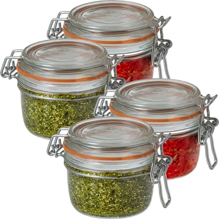 Le Parfait Voorraad/weckpot - 4x - glas - transparant - 7 x 7 cm - 125 ml