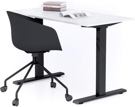 Modern Bureau 120x60 cm Wit Betonlook met Zwarte Poten - Stabiel Werkblad