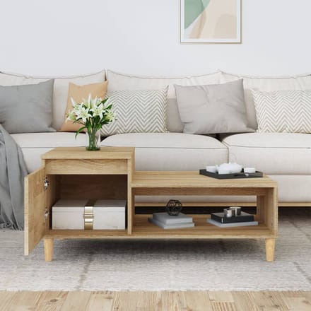 vidaXL - Salontafel - 100x50x45 - cm - bewerkt - hout - sonoma - eiken