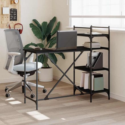 vidaXL - Computerbureau - met - schappen - 120x47x109 - cm - zwart