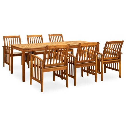 vidaXL - 7-delige - Tuinset - met - kussens - massief - acaciahout