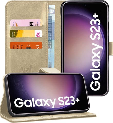 Hoesje geschikt voor Samsung Galaxy S23 Plus - Book Case Kunstleer Pasjeshouder Goud