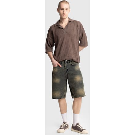 Heren Relaxed Katoenen Getextureerde Polo T-Shirt
