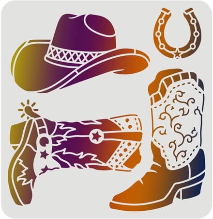 Store_8 - Cowboylaarzen en hoed stencil - Herbruikbare cowboystencils