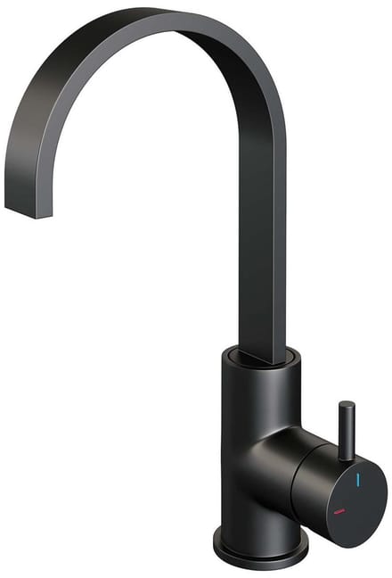 Brauer Black Edition Hoge Opbouw Wastafelmengkraan met Draaibare Platte Uitloop Model B Mat Zwart