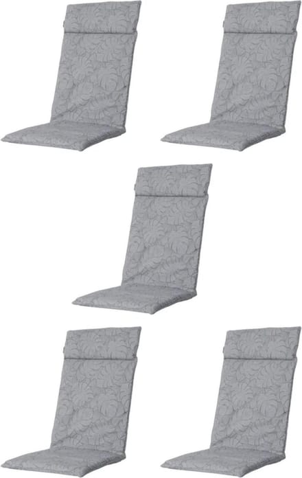 Madison - Tuinkussen - Lage Rug - 5 st - Outdoor Palm Grey - 105x50cm
