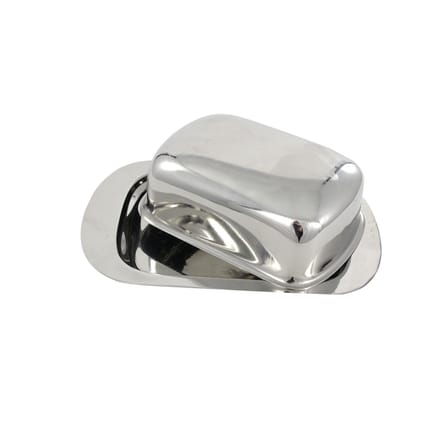 Botervloot met deksel - RVS - zilver - 19 x 15 cm