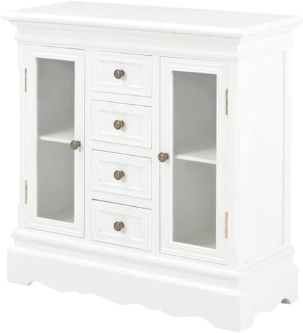 Dressoir Kast - Ladekast Commode - Opbergen Woonkamer - Massief Grenen Hout - 70 x 28 x 70 cm - Wit