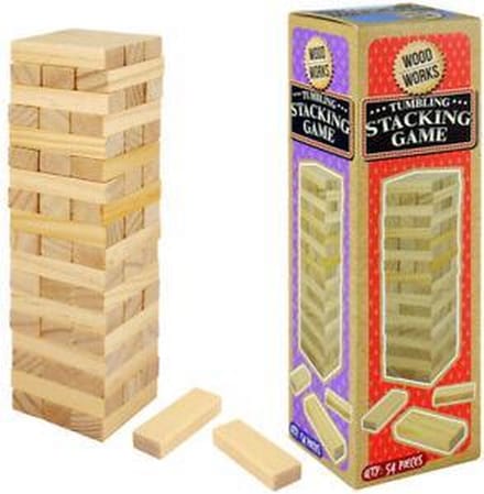 Houten Stapeltoren - Torenspel - stacking game - 54-delig - mini - reiseditie - 18 x 5 x 5 CM