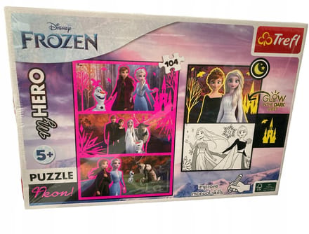 Frozen Neon Puzzel 104 Elementen met Glow-in-the-Dark Poster