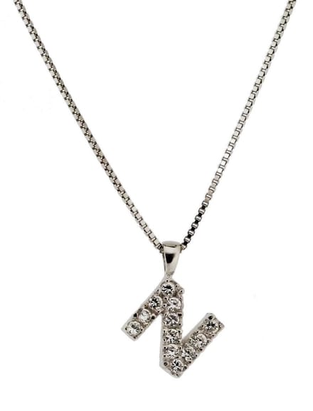 Orphelia Zilver Alphabet hanger met ketting 42 cm Zirconium