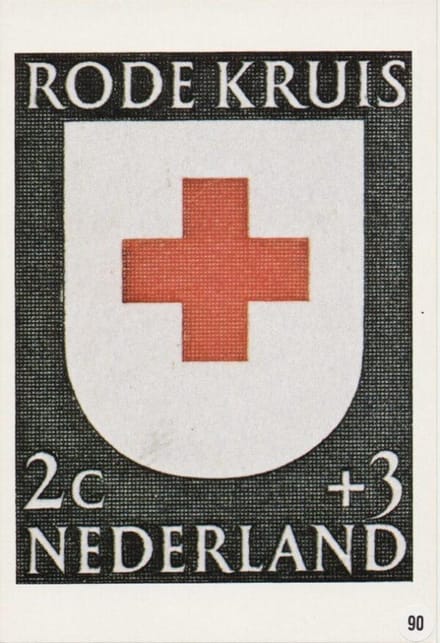 Briefkaart met afbeelding Rode kruisschild postzegel