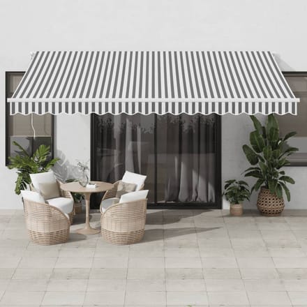 vidaXL - Luifel - automatisch - uittrekbaar - LED - 450x350 - cm - antraciet - en - wit