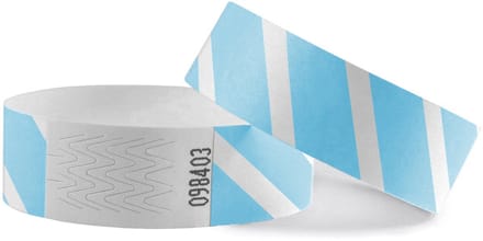 CombiCraft Gestreepte Blanco Tyvek Polsbandjes Blauw - 100 stuks