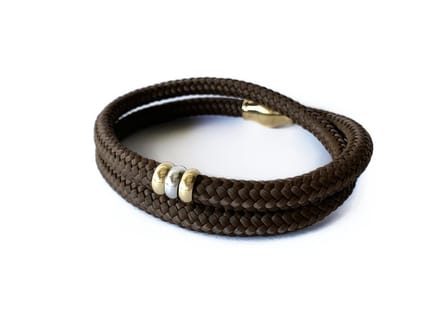 NIEUW! Jolla - dames armband - wikkelarmband - zilver - touw - bedels - Basic Rope - Bruin/Goud