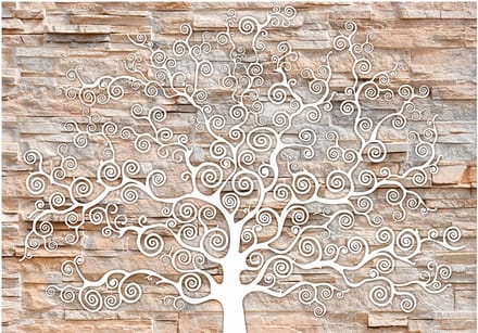 Fotobehangkoning - Behang - Vliesbehang - Fotobehang - Stone Tree - 250 x 175 cm