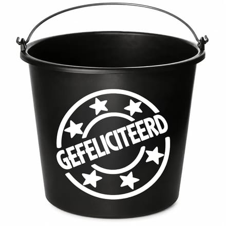 Emmer - Gefeliciteerd - Cadeau emmer - met tekst - 12 liter - zwart