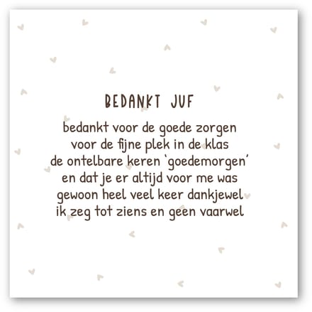 Forex tegeltje | In geschenkverpakking | Juf gedichtje | winkeltjevananne.nl