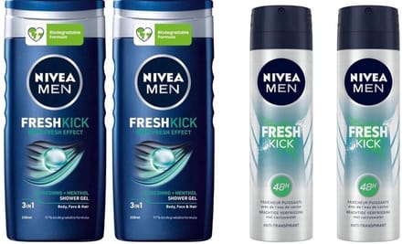 Nivea Men Fresh Kick - SET - 2 x Deo Spray & 2 x Douchegel