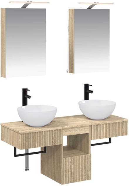 vidaXL - Badkamerkast - set - 5 - st - Sonoma - Eiken - Bewerkt - hout