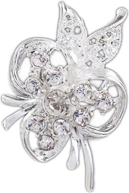 Fako Bijoux® - Broche - Bouquet - Kristal - 27x39mm - Zilverkleurig