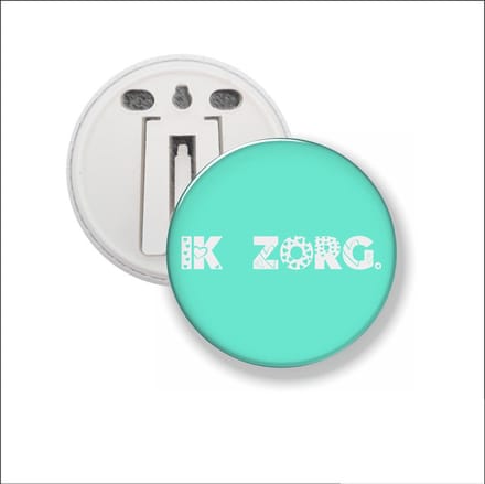 Button Met Clip 58 MM - Ik Zorg - Aqua
