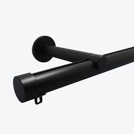 Zwarte Railroede set 95 cm breed | Incl. Wandmontage, Einddoppen en Glijders | 28 mm diameter