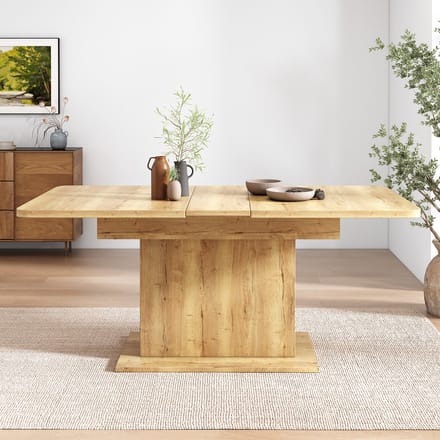 REDOM - Eettafel - Uitschuifbaar - Modern - Voor Eethoek - Spaanplaat En Metaal - Naturel
