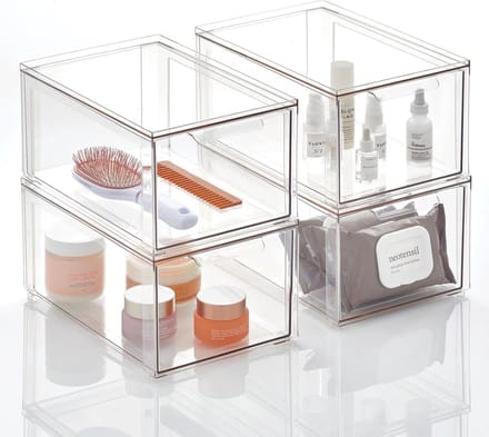 Cosmetica Opbergbox - Make-up Organizer - Badkamer Opbergen - Set van Vier - 20x15x30cm - Transparant