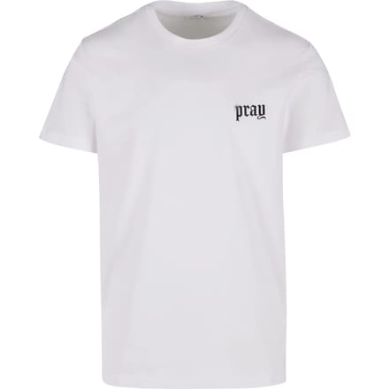 Mister Tee - Pray Old English Wording EMB Heren Tshirt - S - Wit