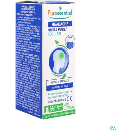 Puressentiel Hoofdpijn Roller met 9 essentiële oliën 5 ml