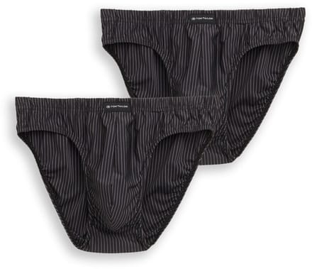 Tom Tailor - Katoenen slips in een set van 2 - Maat 7 - black-dark-stripes