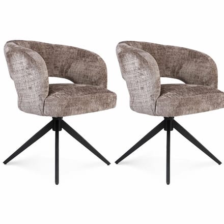 Eetkamerstoel Demi | Clay | Poot Black | Met armleuning - eetkamerstoelen set van 2